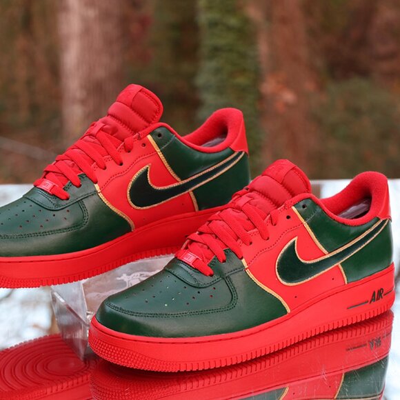 Nike Air Force 1 Red Green Gold Custom - Picture 12 of 15